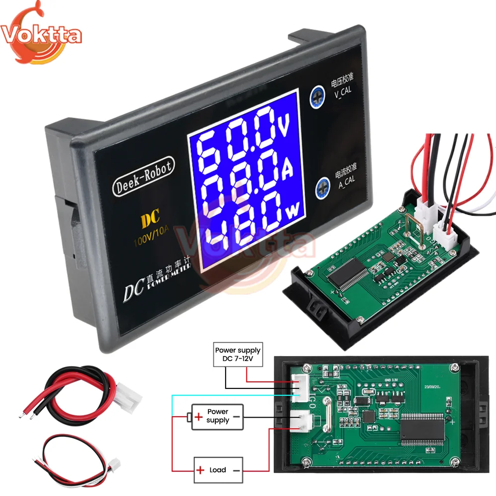 Testeur de courant de tension LCD numérique, voltmètre, ampèremètre, wattmètre de haute précision, compteur de puissance, détecteur de Volt, DC 0-100V, 10A