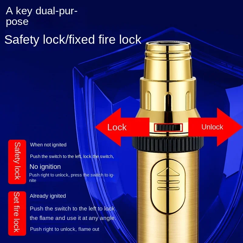 Metal 1300° Creative Missile Design High Power Spray Gun Torch Butane Gas Lighter Safety Lock Switch Outdoor BBQ Kitchen