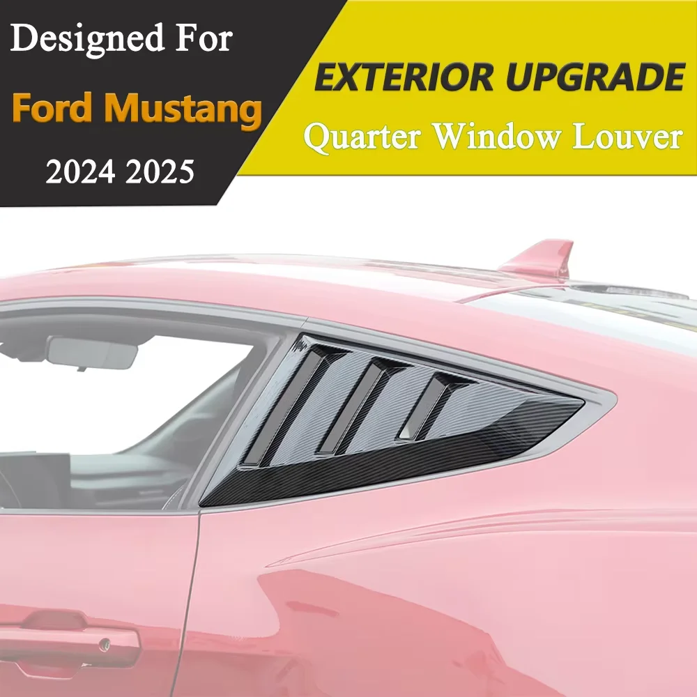 Side Window Blind Vent Louver Decoration Cover Trim for Ford Mustang 2024 Quarter Window Trim Car Exterior Accessories ABS Black