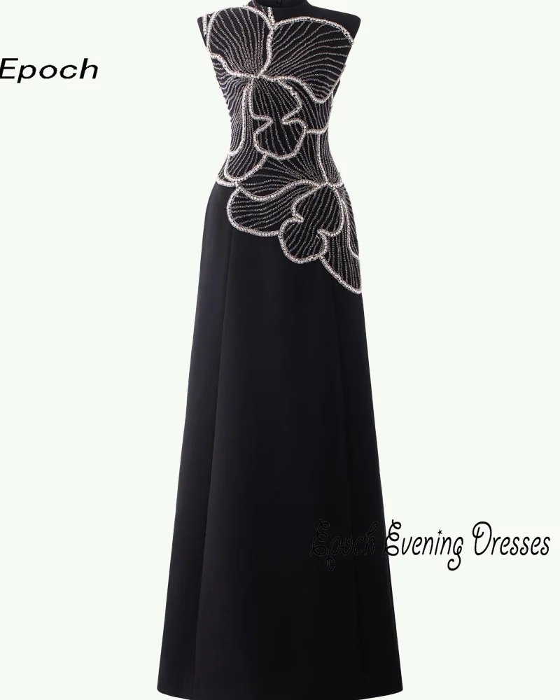 Epoch Luxury Evening Dress فساتين السهرة 2024 New Arabia Elegant Crystal O-Neck Straight Women Sexy Cocktail Party Prom Gown