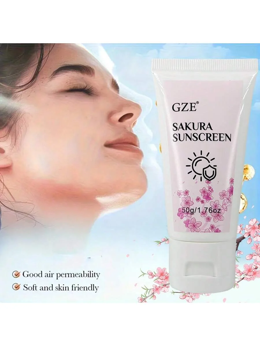 

Солнцезащитный крем GZE Sakura, летний, глубоко увлажняющий, долговечный, освежающий, без белых остатков, легкий, нежирный, SPF50