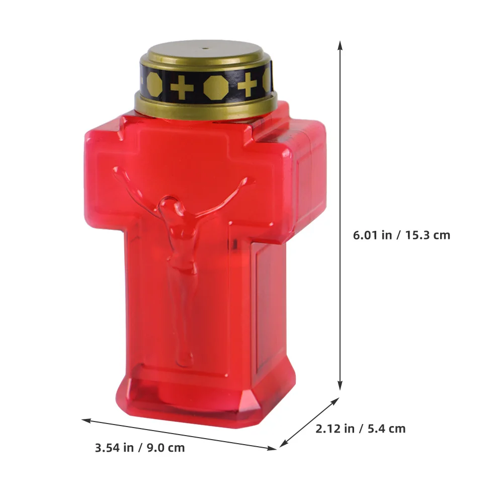 تذكارية Led عديمة اللهب يسوع ضوء أحمر قذيفة حديقة مقبرة ديكور الإضاءة الدينية في الهواء الطلق حصة مصباح عقلي