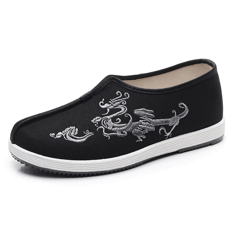 بكين نمط الرجال أحذية نسيج القطن تنفس المضادة للانزلاق المطرزة جولة تو أحذية الكونغ فو النمط الصيني الانزلاق على الأحذية #4