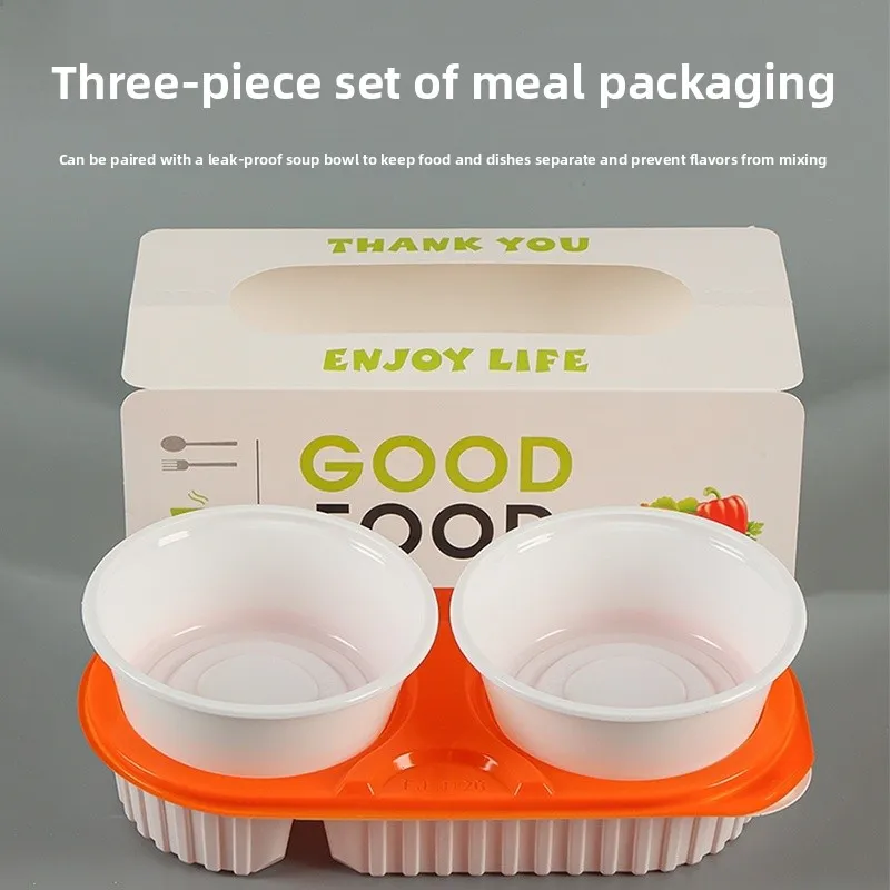 

Двухслойная одноразовая коробка для еды премиум-класса с миской для супа Персонализированный контейнер для фаст-фуда Длинный прямоугольник PP5 без биодеда...