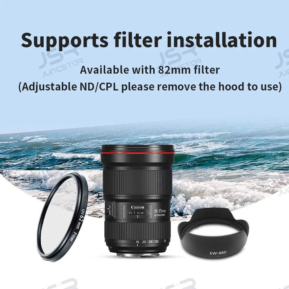 캐논 EW-88D 라이트 쉴드, EF16-35 f/2.8L 3 세대 전용 로터스 마운트, 82mm 리버스 버클