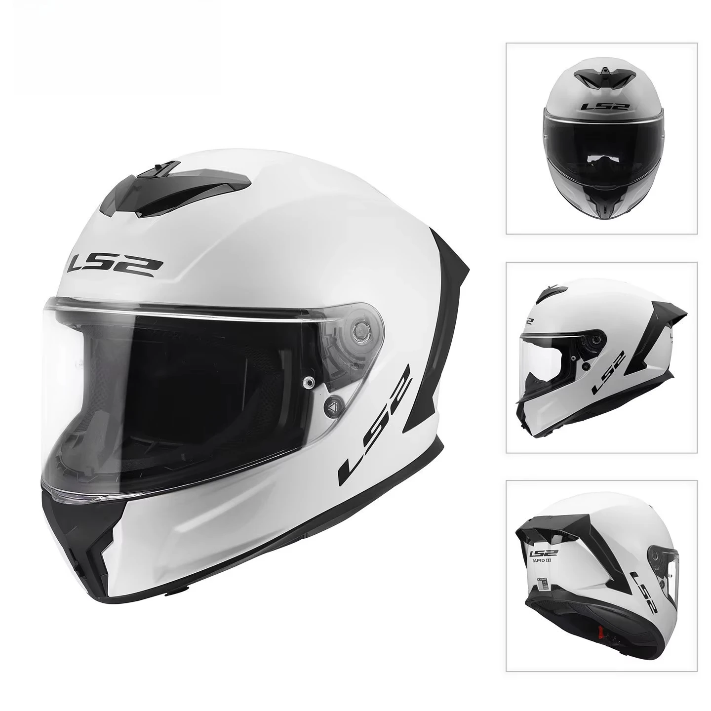 New LS2 ECE Certified Plastic Motorcycle Helmet Full-Face Design Large Rear Spoiler Anti-Fog Both Men Women Suitable All Seasons
