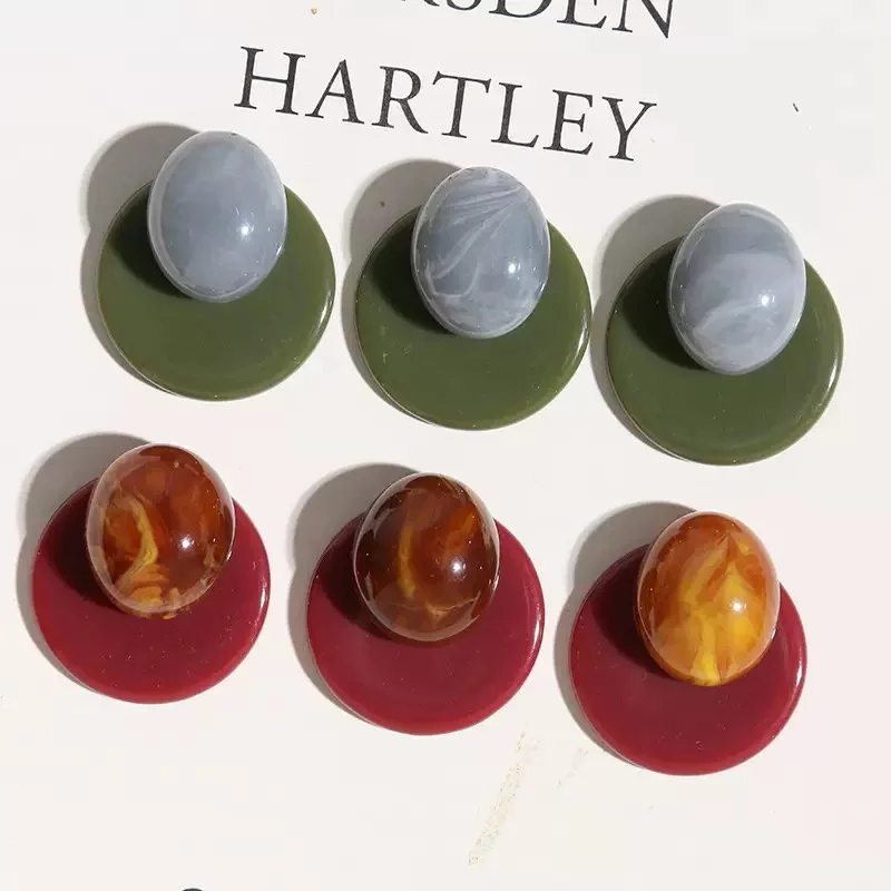 

Wholesale 40pcs/lot color print geometry rounds ovals shape resin cabochon beads diy jewelry garment hair accessory