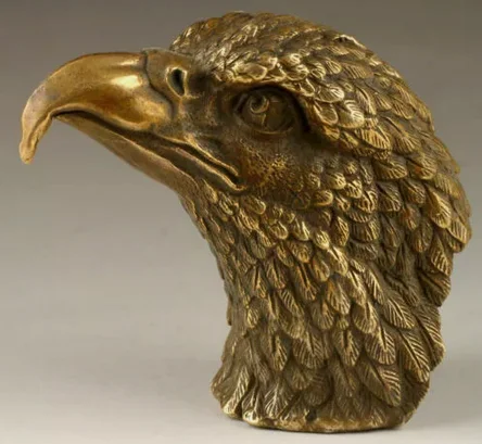 

antique excellent china old bronze carved unique Vivid Eagle Head statue