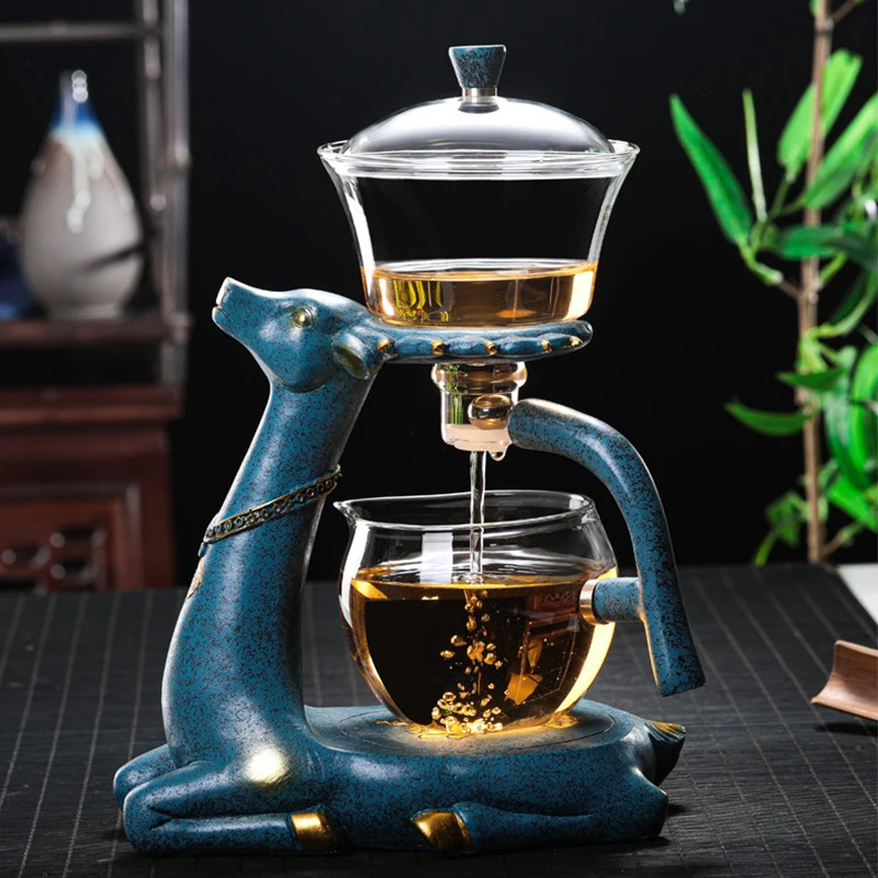 

Tea Pot Kettle Heat Resistant Glass Semi-automatic Tea Infuse Puer Kettle Coffee Tea Maker Convenient Office Tea Sets