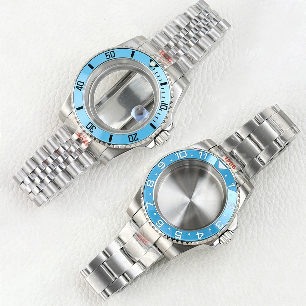 Boîtier de montre en céramique 40 mm NH35, bracelet jubilé/oyster, verre saphir, acier inoxydable pour mouvement Seiko NH34 NH35 SUB/GMT