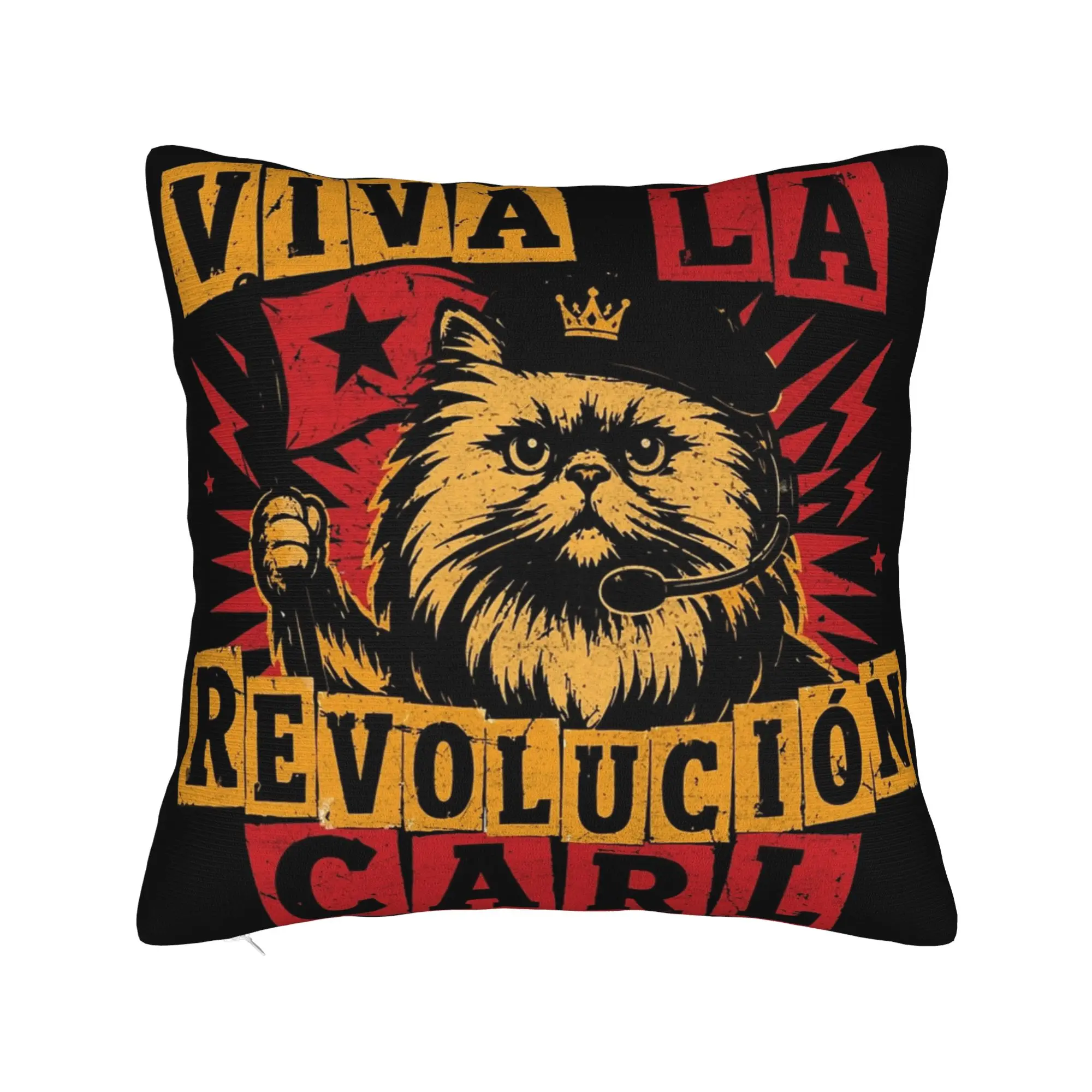 Decorative Pillowcase Viva La Revolution Carl Cat Lover Merchandise Home  Pillow Case Cover Zipper Multi-Size