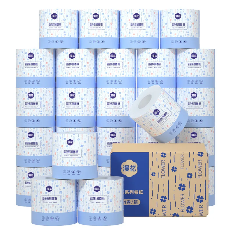 6/12 Rolls Core Paper Tissue 5 Layers Soft Wettable Home Toilet Paper Virgin Wood Pulp Disposable Hand Towel Multi-purpose Paper