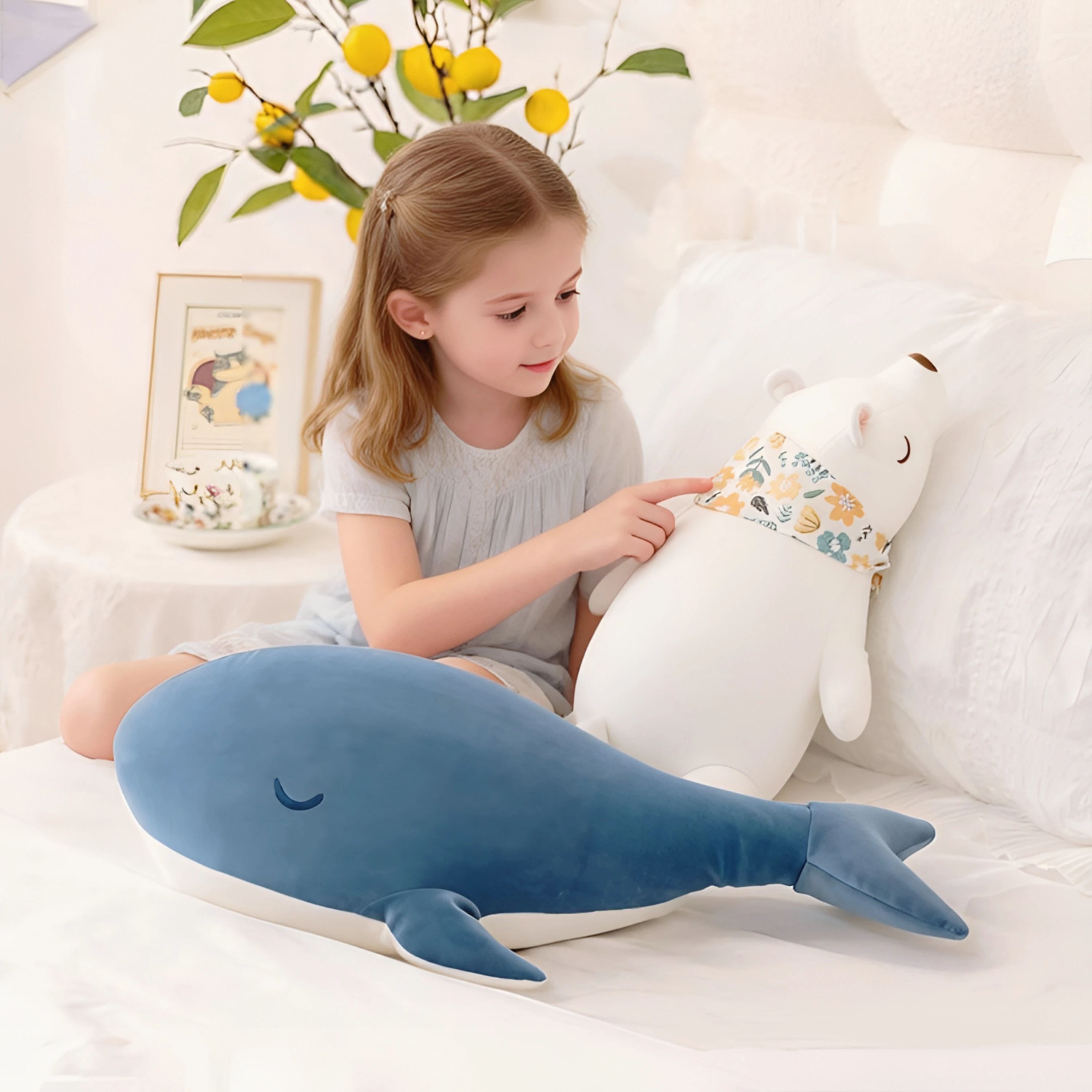 

Ocean Animal Plush Pillow, Polar Bear Stuffed Doll, Whale Plush Toy, Baby Comfort Doll, Sleep Cuddle Pillow