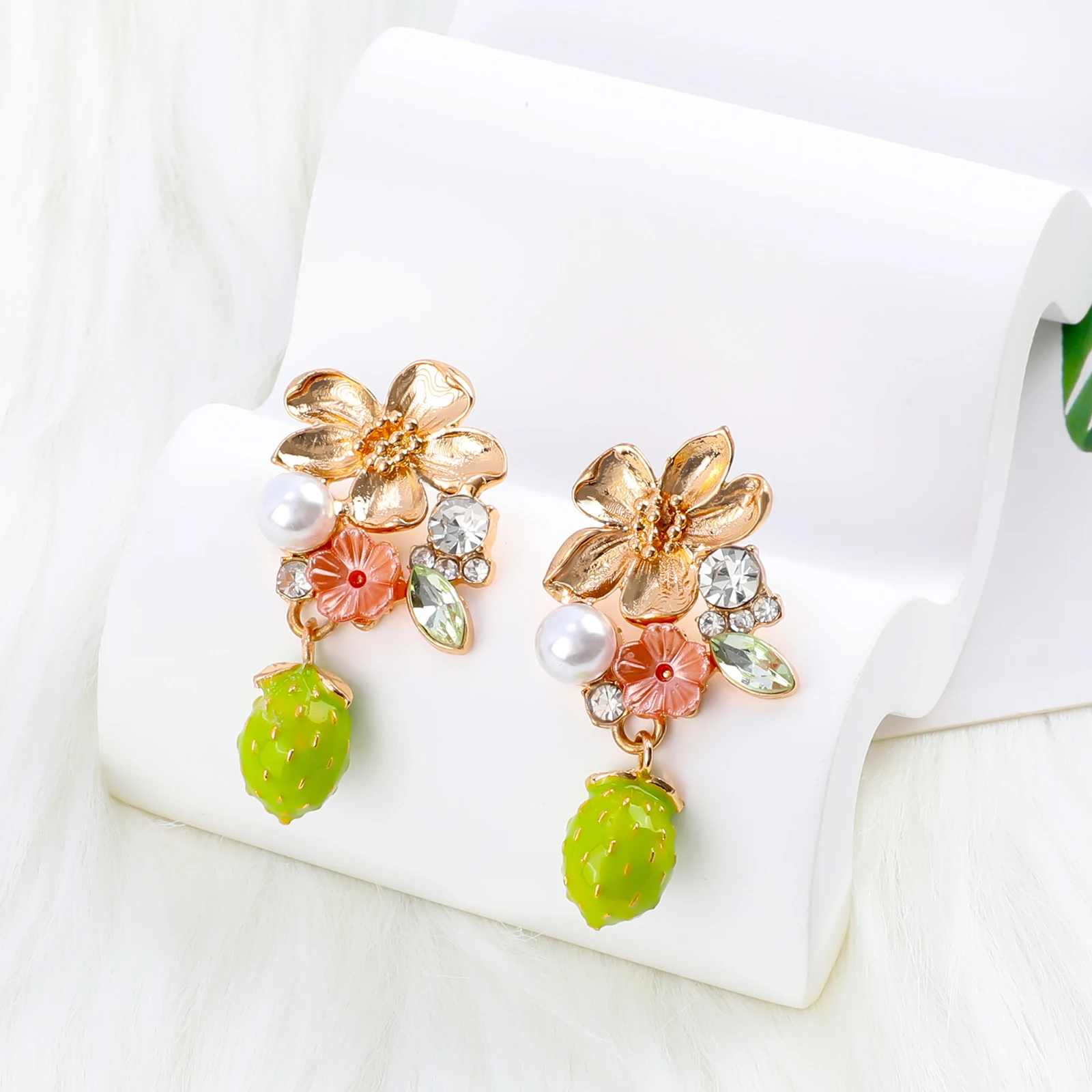 Makersland Cute Pearl Flower Lemon Drop Earrings for Girls Jewelry Accessories for Teenager Charming Gift Wholesale