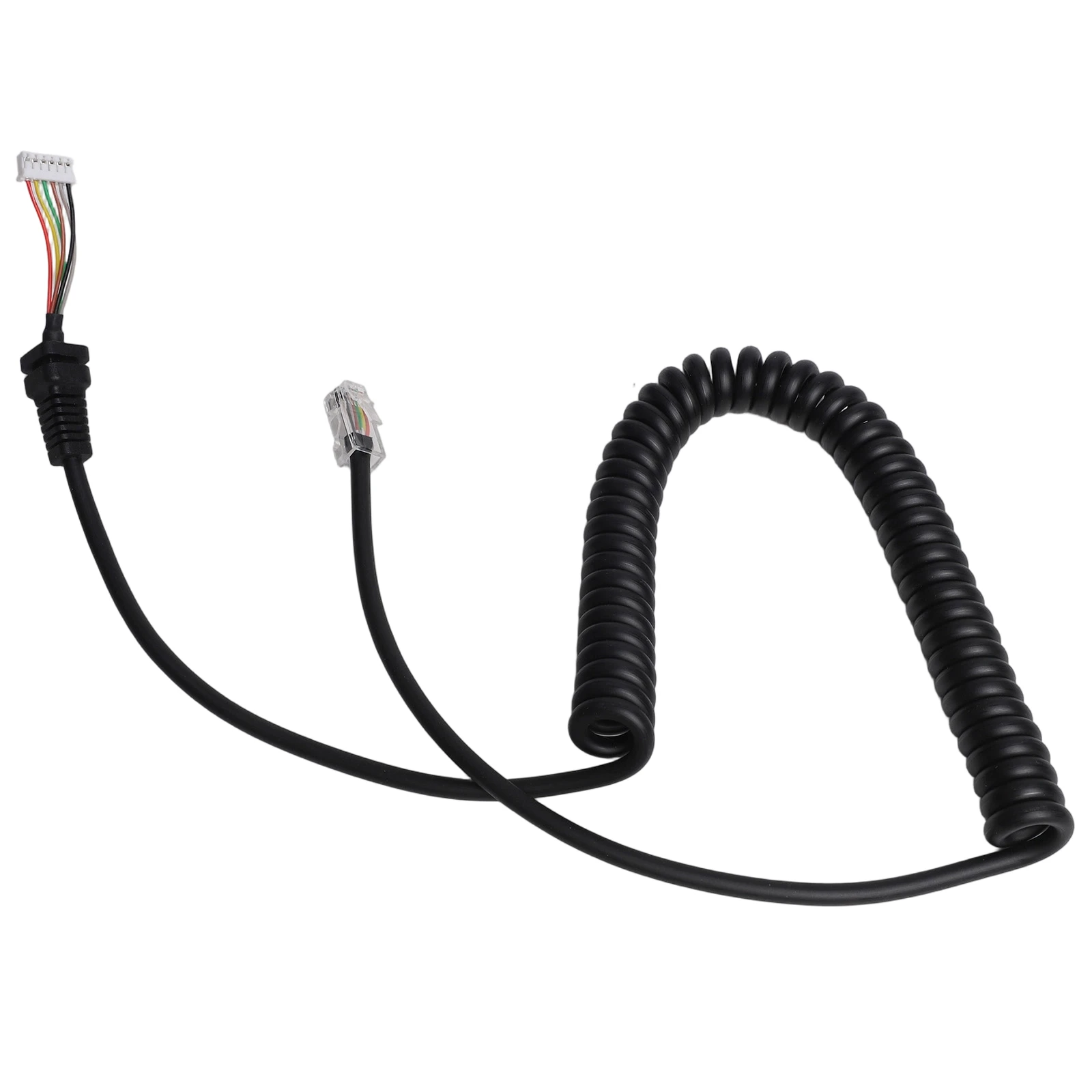 Coiled Microphone Cable Cord For For Yaesu MH-48 MH-36 MH-42 Handheld Radio Replacement Wire 6 Pin Connector Black