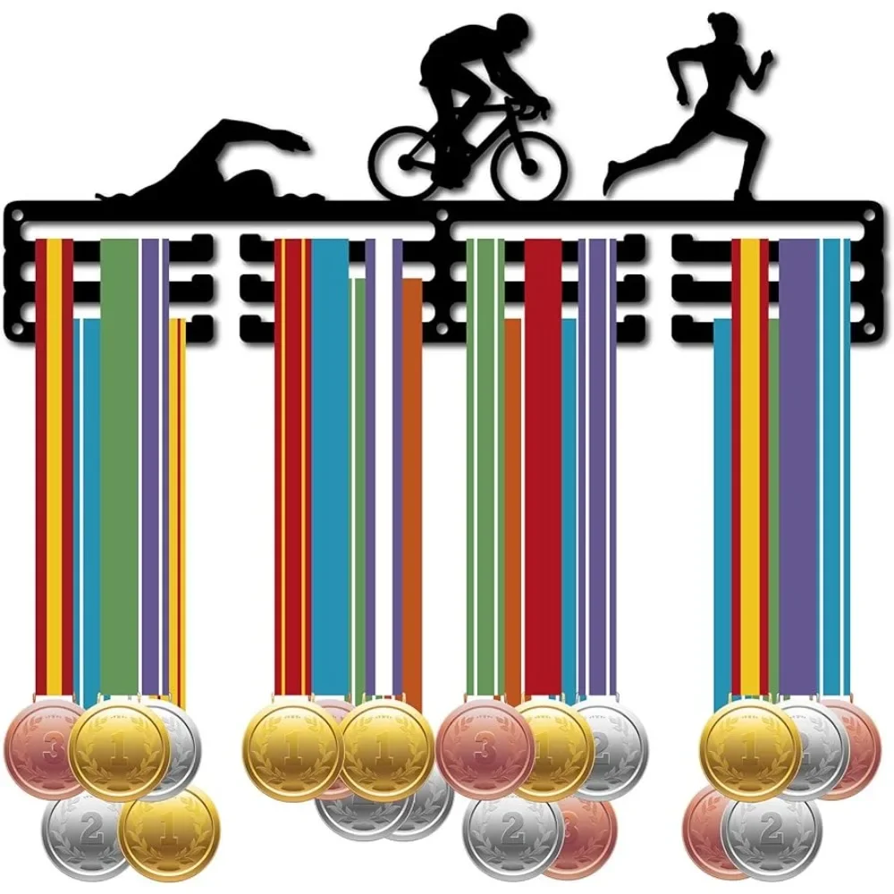 

Triathlon Medal Hanger Display Sports Medal Holder Iron Swim Bike Run Competition Wall Hanging Rack Frame Hook Display for Run