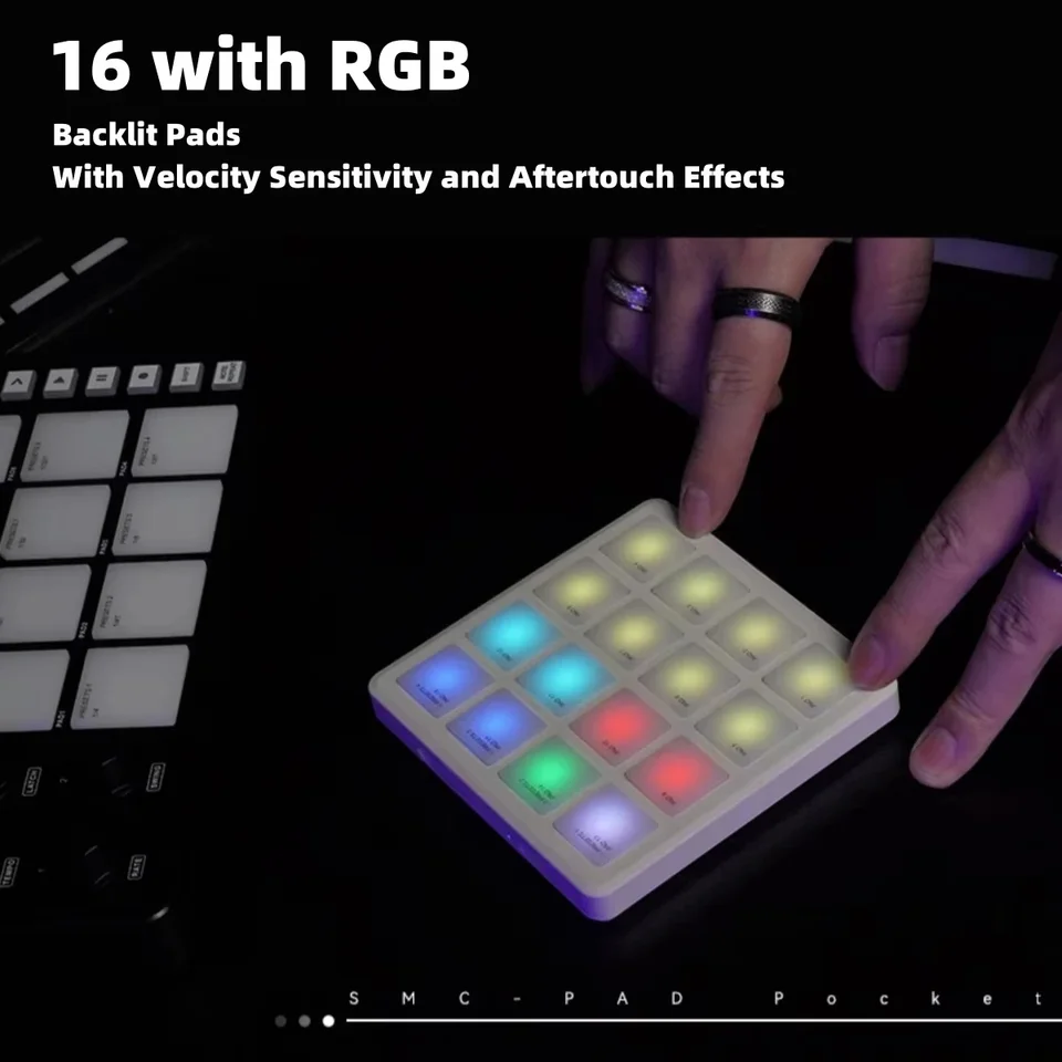 M-VAVE SMC-PAD POCKET Wireless MIDI Pad Controller - 16 RGB Pads