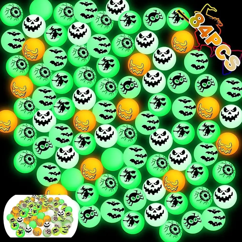 10 Stück/Set im Dunkeln leuchtende Halloween-Hüpfbälle, gruselige 32-mm-Hüpfbälle, lustige, dehnbare Augäpfel, leuchtende Hüpfbälle, Geschenke