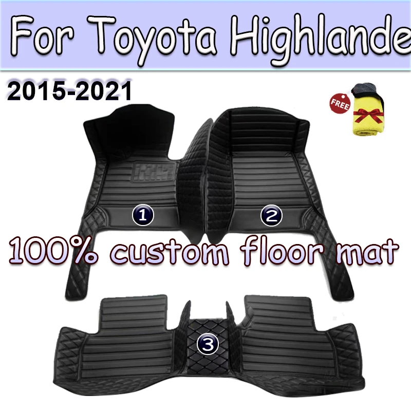 

Car Floor Mats For Toyota Highlander Seven Seats 2015 2016 2017 2018 2019 2020 2021 Custom Auto Foot Pads Interior Accessories