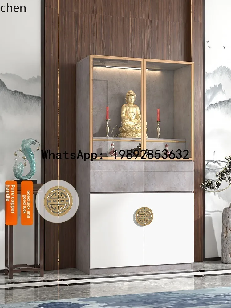 YFY   New Chinese Style Standing Cabinet Home Altar Shrine God of Wealth Guanyin Buddha Statue Cabinet