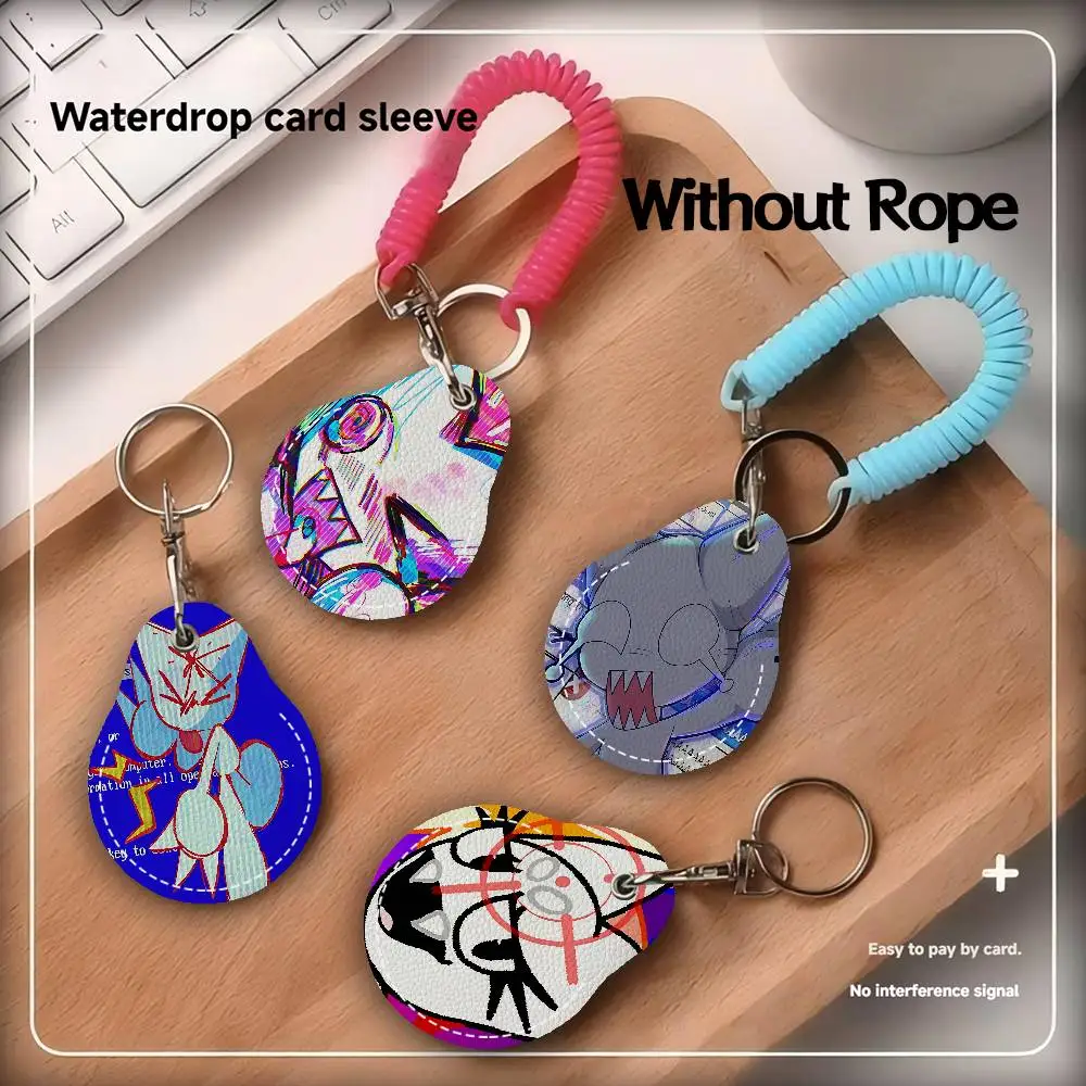 Femtany Album Anime PU Card Holder Keychain Key Ring Door Lock Access Tags Card Case Keychain Access Card Key Tag Ring
