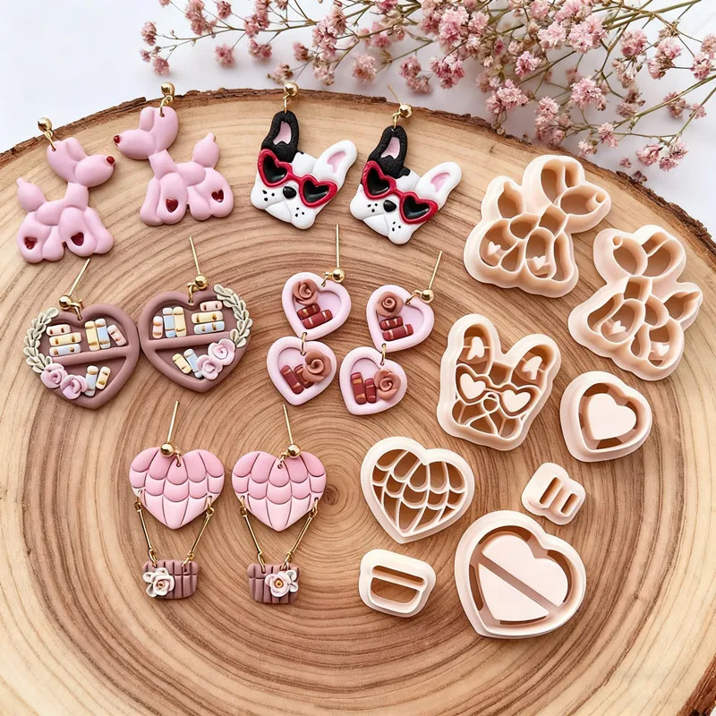 Walentynki serce Bookcake wycinarki z gliny polimerowej śliczna miłość pies balon DIY kolczyk wytłaczanie nóż ceramika narzędzia do robienia gliny — zdjęcie 3