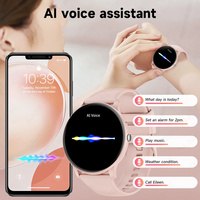 LIGE montre intelligente femmes hommes Bluetooth appel sport Fitness montres fréquence cardiaque moniteur de santé Smartwatch dames pour Android iOS nouveau