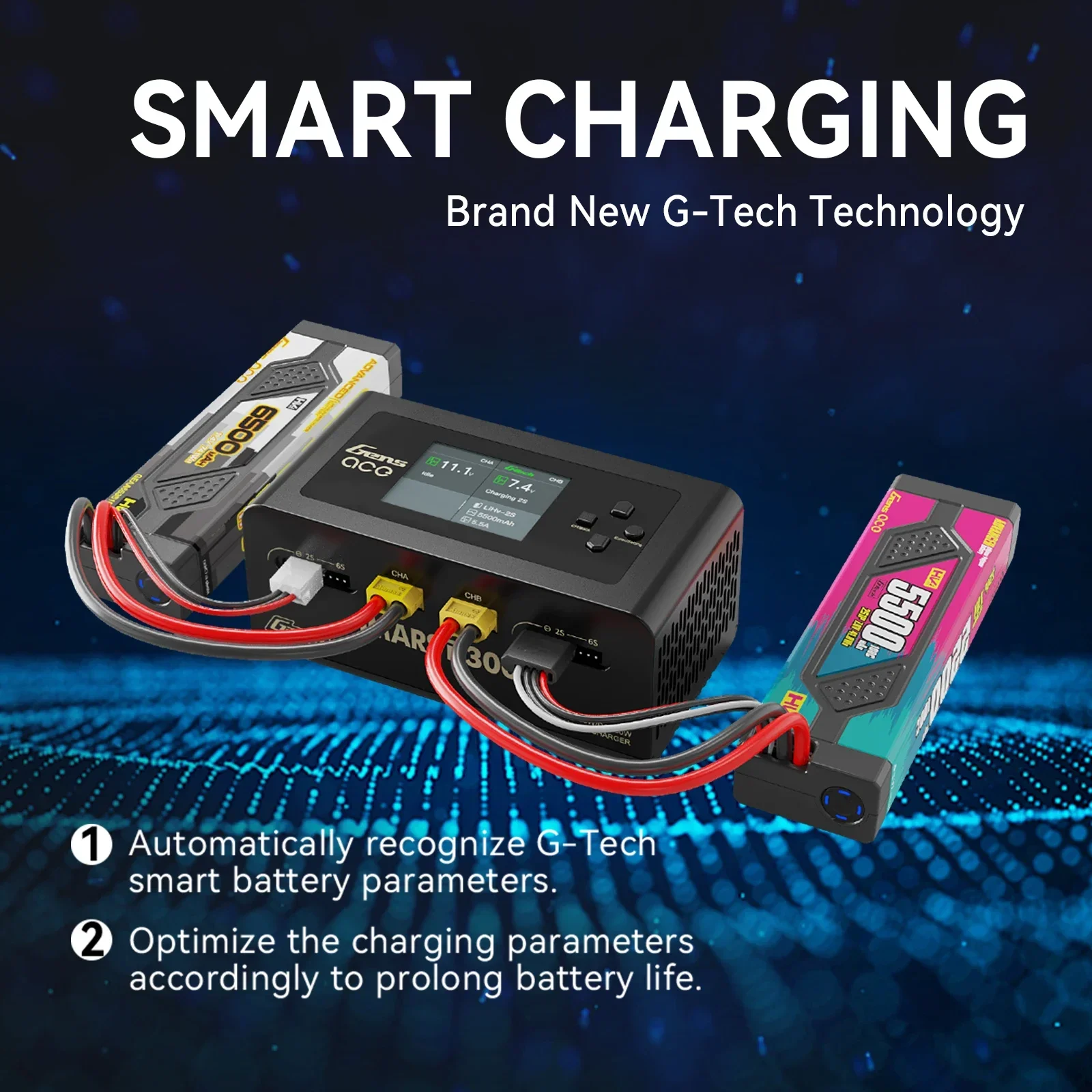 Gens Ace IMARS D300 شاحن ميزان ذكي ثنائي القناة شاحن بطارية ليبو سلسلة G-Tech لطائرة RC FPV بدون طيار ليبو #6