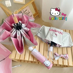 Hello Kitty Sanrio Umbrella Sunshine and Rain Anime Print Cute Cartoon Girl Portable Self-folding UV Protection Umbrella Toys ﻿