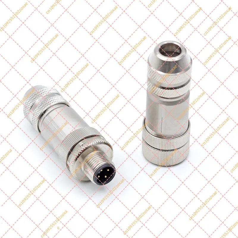 M12 Waterproof Connector IP67 Metal Plug 3 4 5 Pin Straight 90 Degree Male Female Screw Crimp PG7 PG9 Cable Assembly