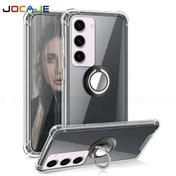 Ring Stand Soft Transparent Case For Samsung Galaxy S23 Ultra Plus S22 S21 S20 S24 FE S25 UItra Plus Lite FE Clear Back Cover