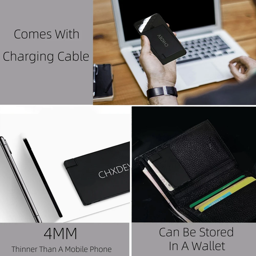 Power Bank do XIAOMI 5MM ultracienki 5000mAh 5V2A z kablem szybkie ładowanie Powerbank przenośna ładowarka do iPhone Samsung