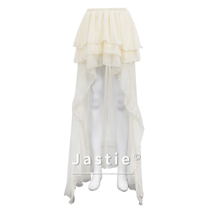 بوهو عادية المشمش التنانير فضفاضة للنساء موضة عالية الخصر مطوي التنانير أنيقة رقيقة الطابق طول تنورة الإناث الشاطئ Jupe #6