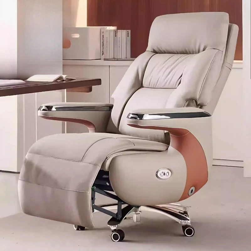 Роскошное эргономичное офисное кресло, электрическое массажное кресло для босса, натуральная кожа, компьютерное сиденье для руководителя, вентилируемое игровое кресло с подогревом