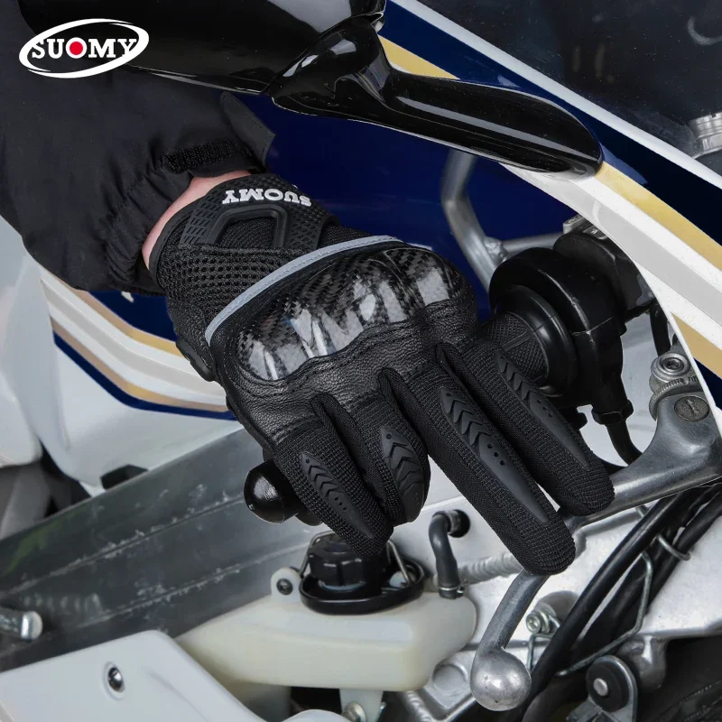 SUOMY-Gants de moto en fibre de carbone, écran tactile, résistant à l'usure, respirant, anti-chute, moto, été