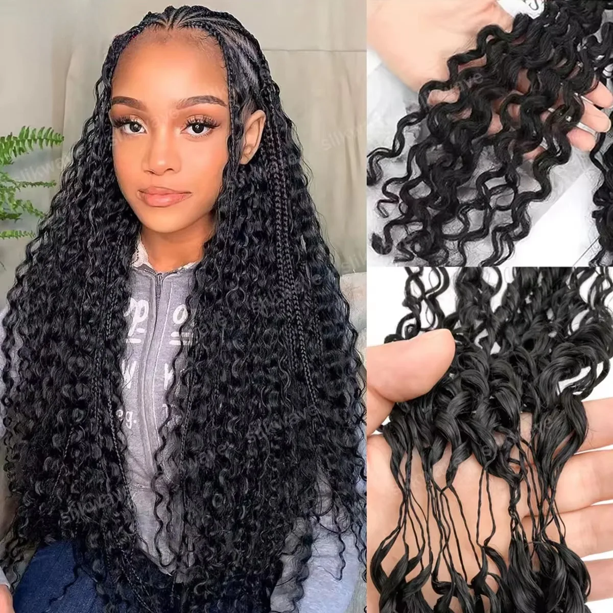 

15 A Grade Deep Wave Human Hair Knotless Pre-Separated Crochet Feather Hair Extensions Curly Crochet 100% Human Hair For Women