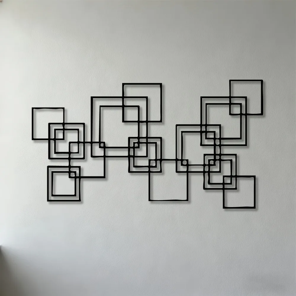 CIFBUY Metal Wall Art Geometric Iron Hanging Decor 2D Sculpture Minimalist For Living Room Bedroom Office Home Indoor Outdoor