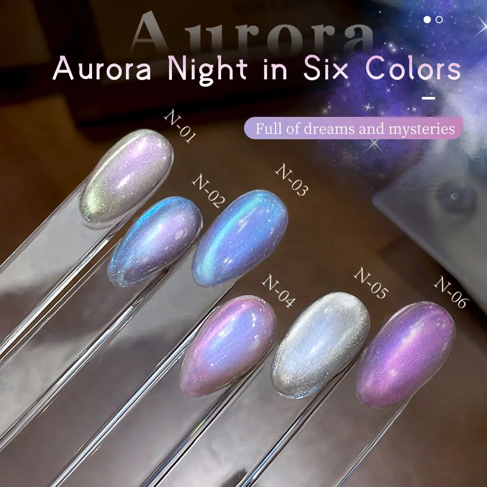 Aurora Cat Eye Gel-Nagellack, magnetisch, holografisch, glitzernd, Soak Off, UV-LED, Nagelkunst, Maniküre, semi-permanent, Nagelstudio, DIY, Heimgebrauch