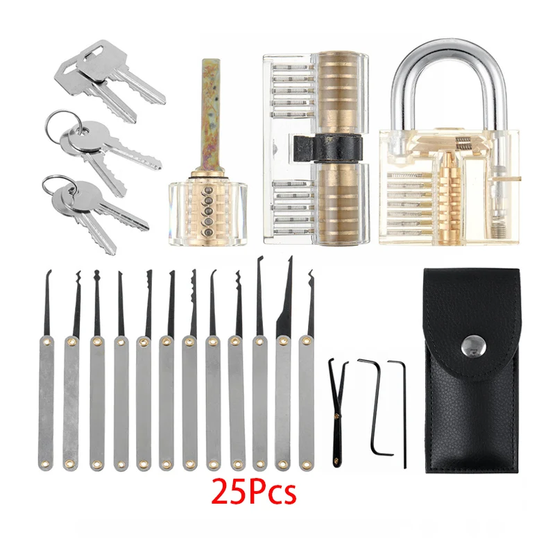 5/19/25PCS Entriegelung Schlosser Praxis Lock Pick Schlüssel Extractor Vorhängeschloss Lockpick Werkzeug Kits