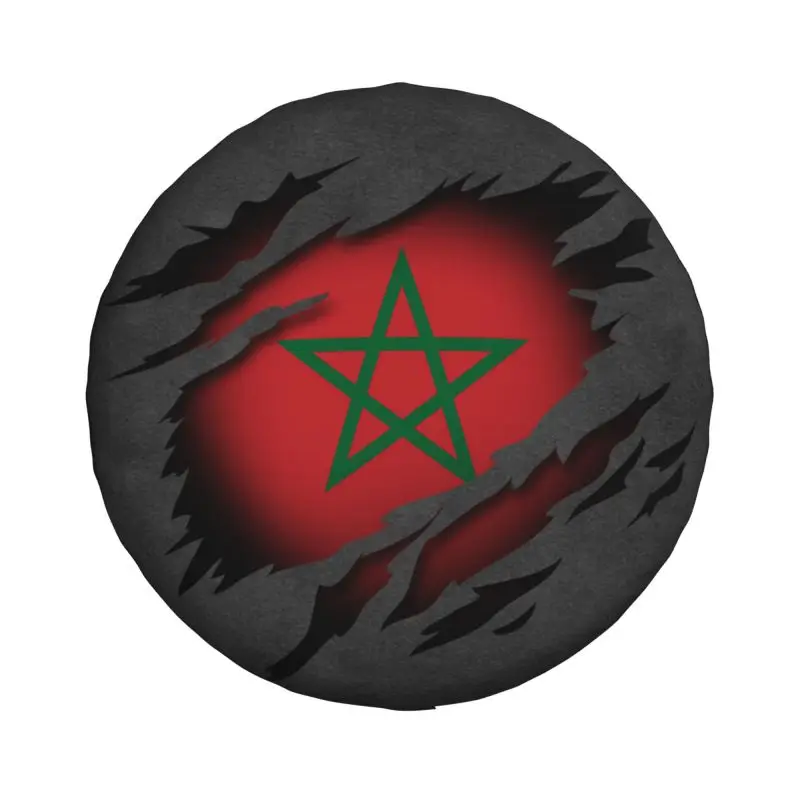 Moroccan Torn Morocco Flag Spare Wheel Tire Cover for Toyota RAV4 Prado Jeep RV SUV Camper Vehicle Accessories 14