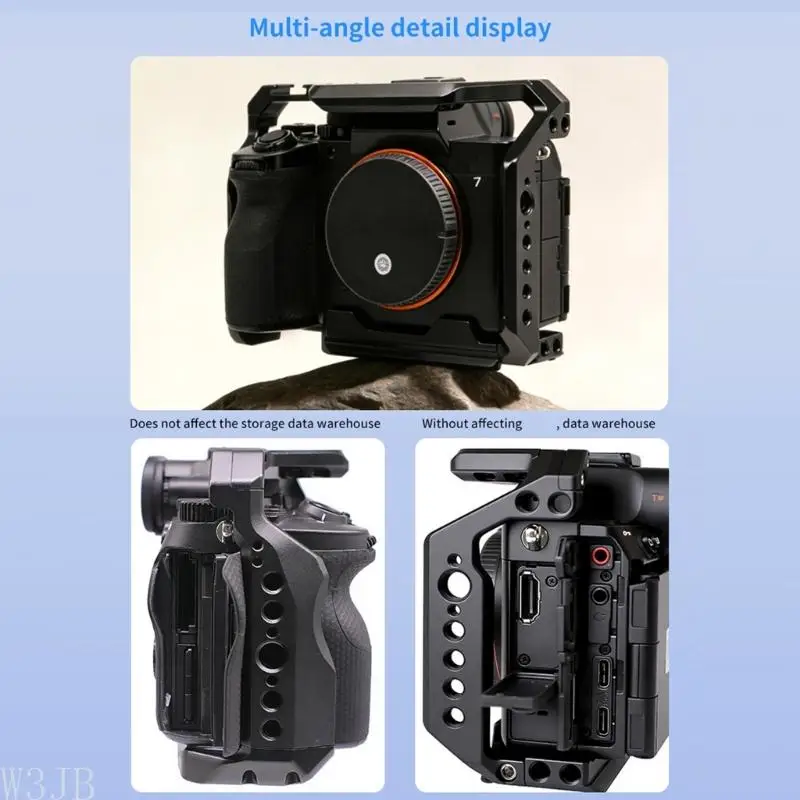W3JB Kamerakäfig für A7M4 A7M5 A7R5 Aluminium Vollkäfig Schnellwechselplatte DSLR-Kamera – Detail 3