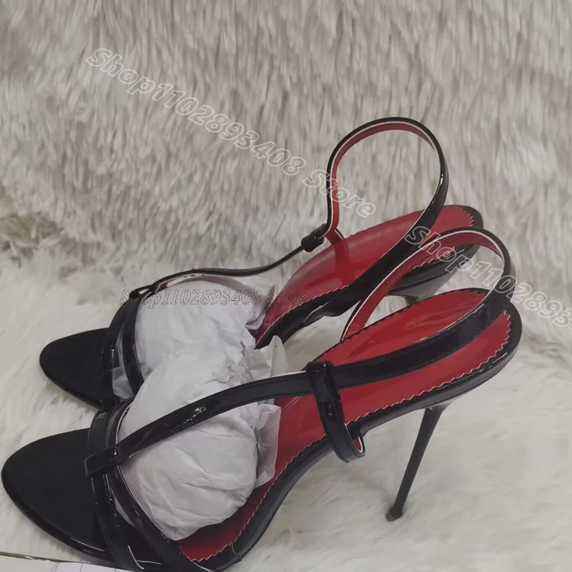 Preto stiletto deslizamento em sandálias dedo do pé aberto sólido novo elegante estilo britânico design feminino vestido casual sandálias zapatos para mujere