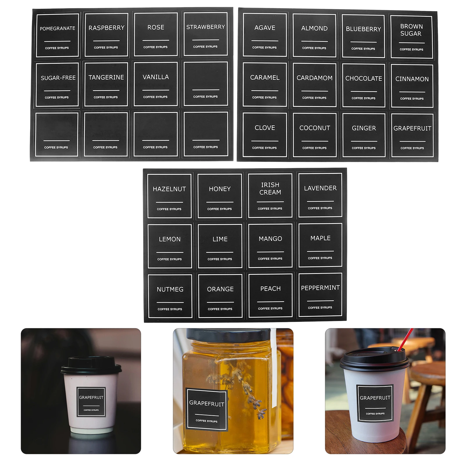 3 Sheets Waterproof Syrup Labels Writable Pvc Stickers For Glass Bottles Reusable Bottle Markers Kitchen Organization Food