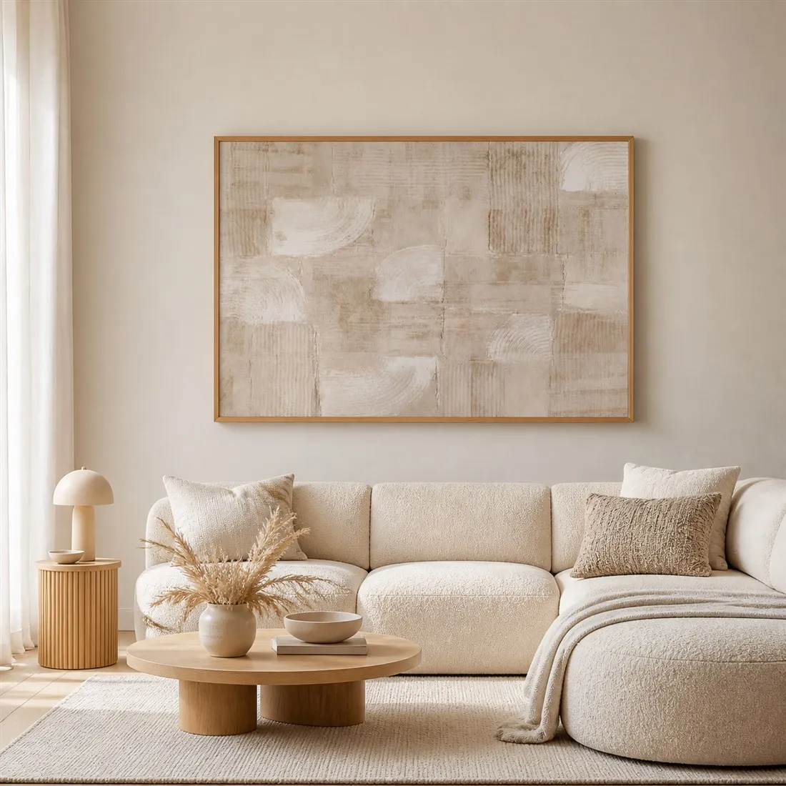 Beige Abstract Painting,Canvas Wall Print,Modern Art Illustration,High‑Grade Home Decoration Artwork for Bedroom,Living Room