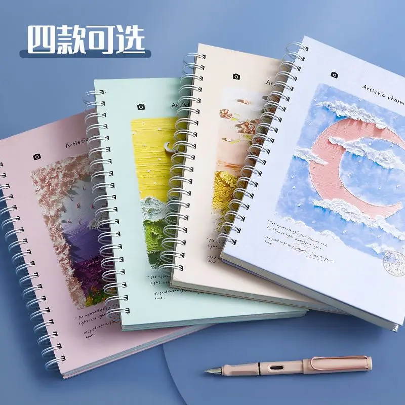 2023 NEW B5 thickened coil book artistic oil painting style notebook book small fresh college student notepad diary