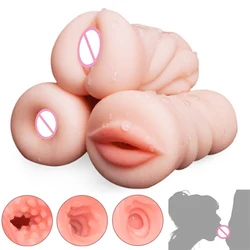 Vagina Sex Toys for Men 4D Realistic Deep Throat Male Masturbator Safety Silicone Artificial Mouth Anal Erotic Oral Aircraft Cup