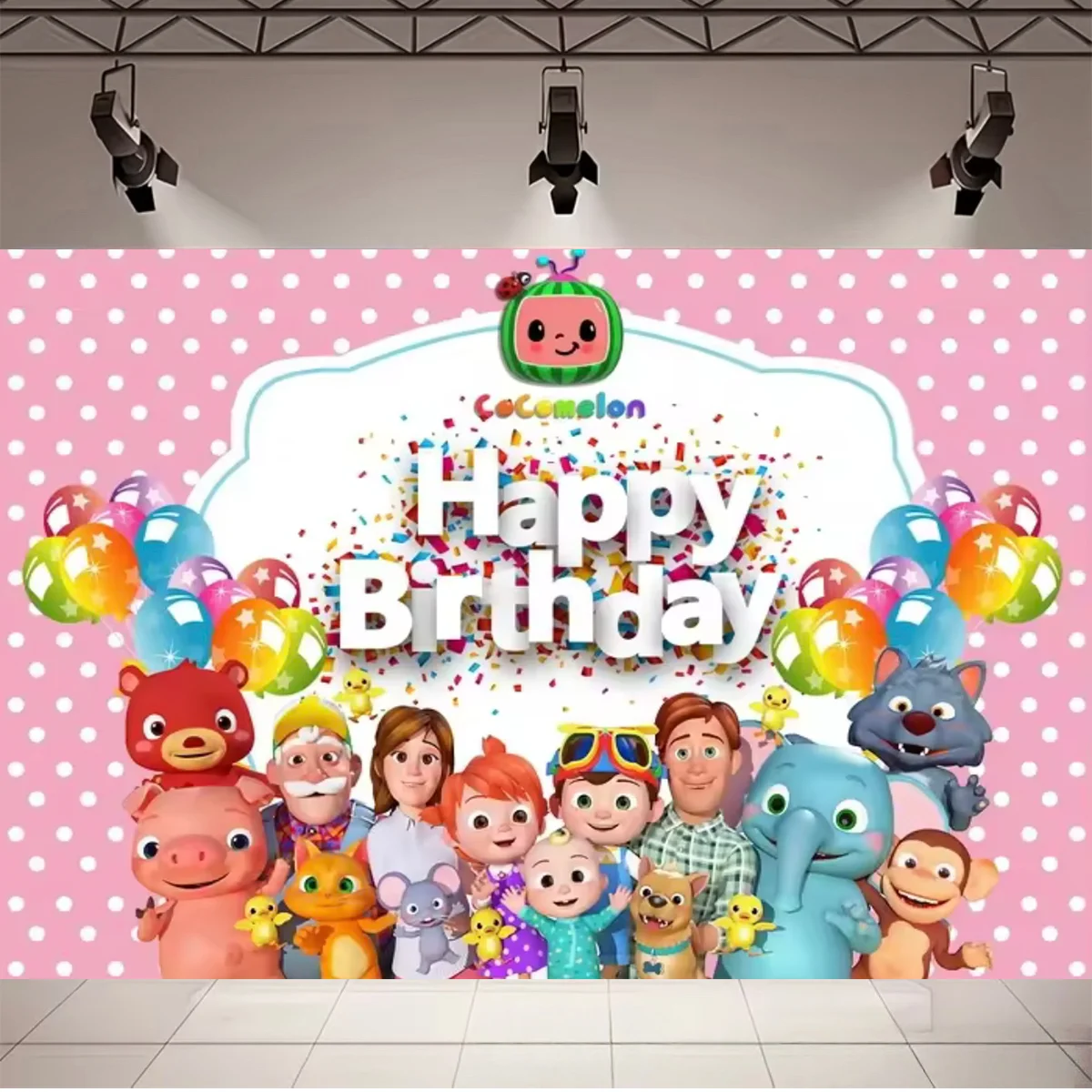 Cartoon-Jungen- und Mädchen-Geburtstagsparty-Dekorationshintergrund, niedliches grünes Wassermelonen-Thema, Kindergeburtstag, Babyparty-Dekorationszubehör – Detail 7