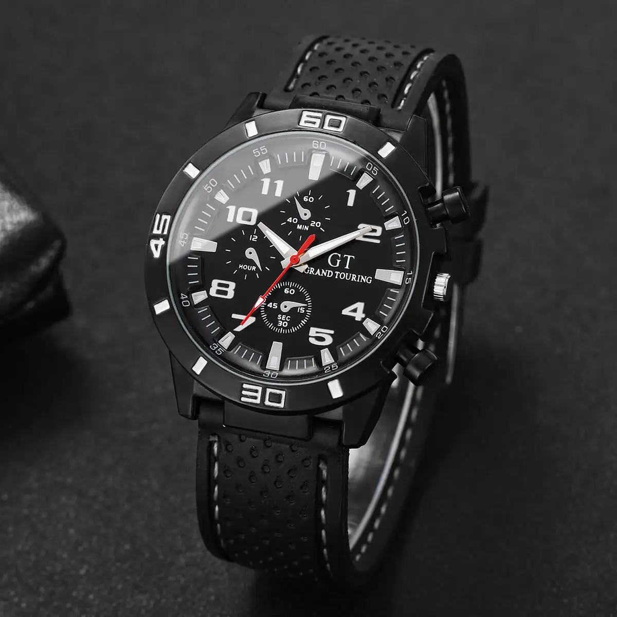 Casual Silicone Band Men Sports Watches Arabic Dial Men's Quartz Wristwatch Clock Reloj Hombre（Without Box）