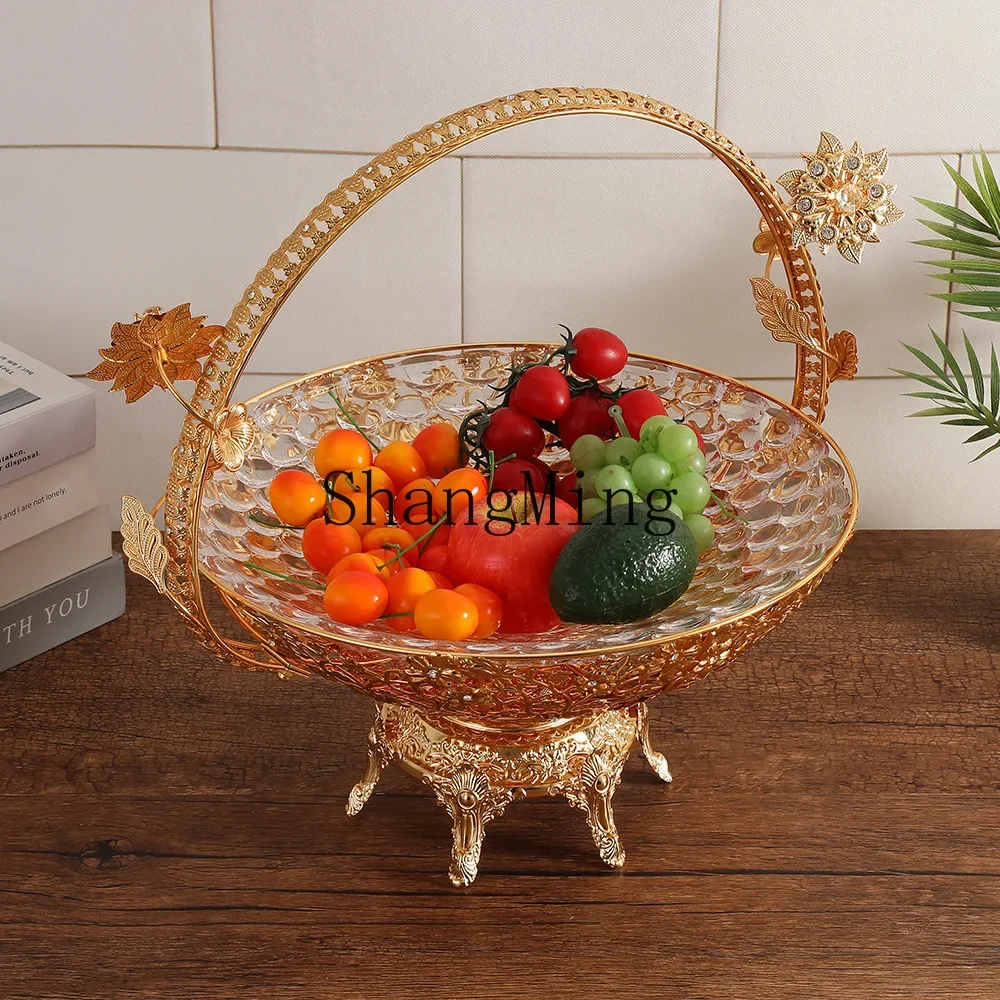 

XH snack nut storage plate light luxury double-layer wrought iron portable fruit plate simple household living room coffee table