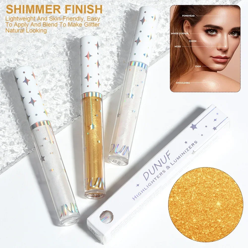 DUNUF Liquid Highlighter Face Contouring Pearlescent Makeup Brightener Bronzer Glow Body Face Contour Shimmer  Minator Cosmetics